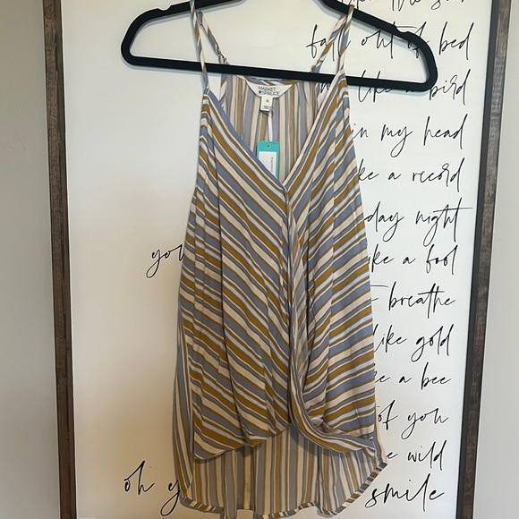 NWT Market & Spruce Multicolor Stripe Faux Wrap High Low Tank Top XL - Picture 1 of 5
